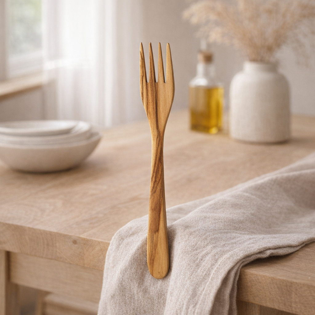 Fourchette 20 cm bois d'olivier en situation