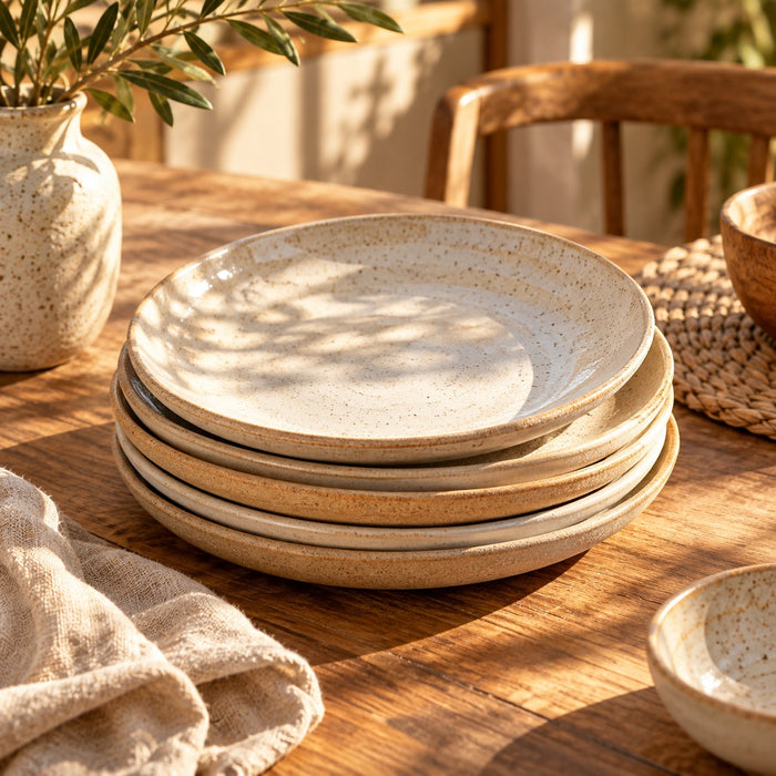 Assiettes en grès, porcelaine et céramique