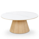 Table basse ronde Clarice Castle Line céramique et bois diamètre 90 cm