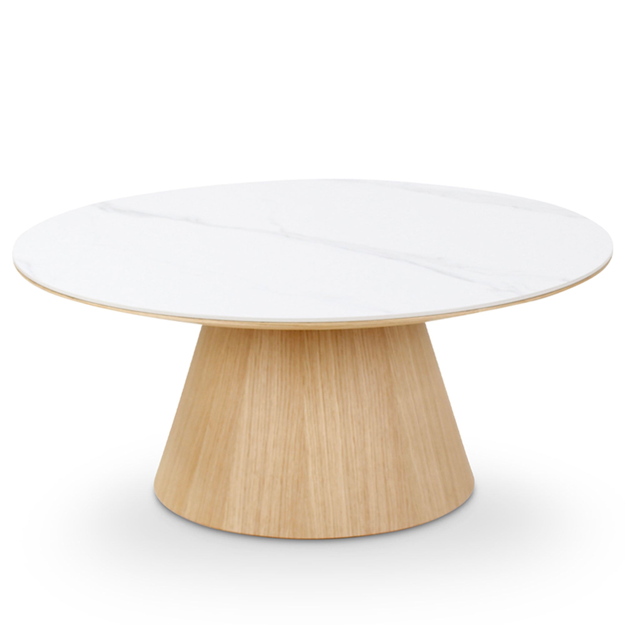 Table basse ronde Clarice Castle Line céramique et bois diamètre 90 cm
