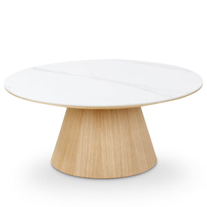 Table basse ronde Clarice Castle Line céramique et bois diamètre 90 cm