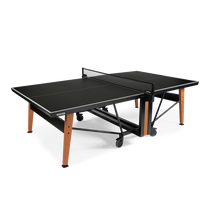 Table de ping-pong pliable outdoor Cornilleau Origin Move noire sur roulettes