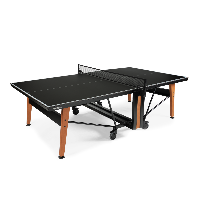 Table de ping-pong pliable outdoor Cornilleau Origin Move noire sur roulettes
