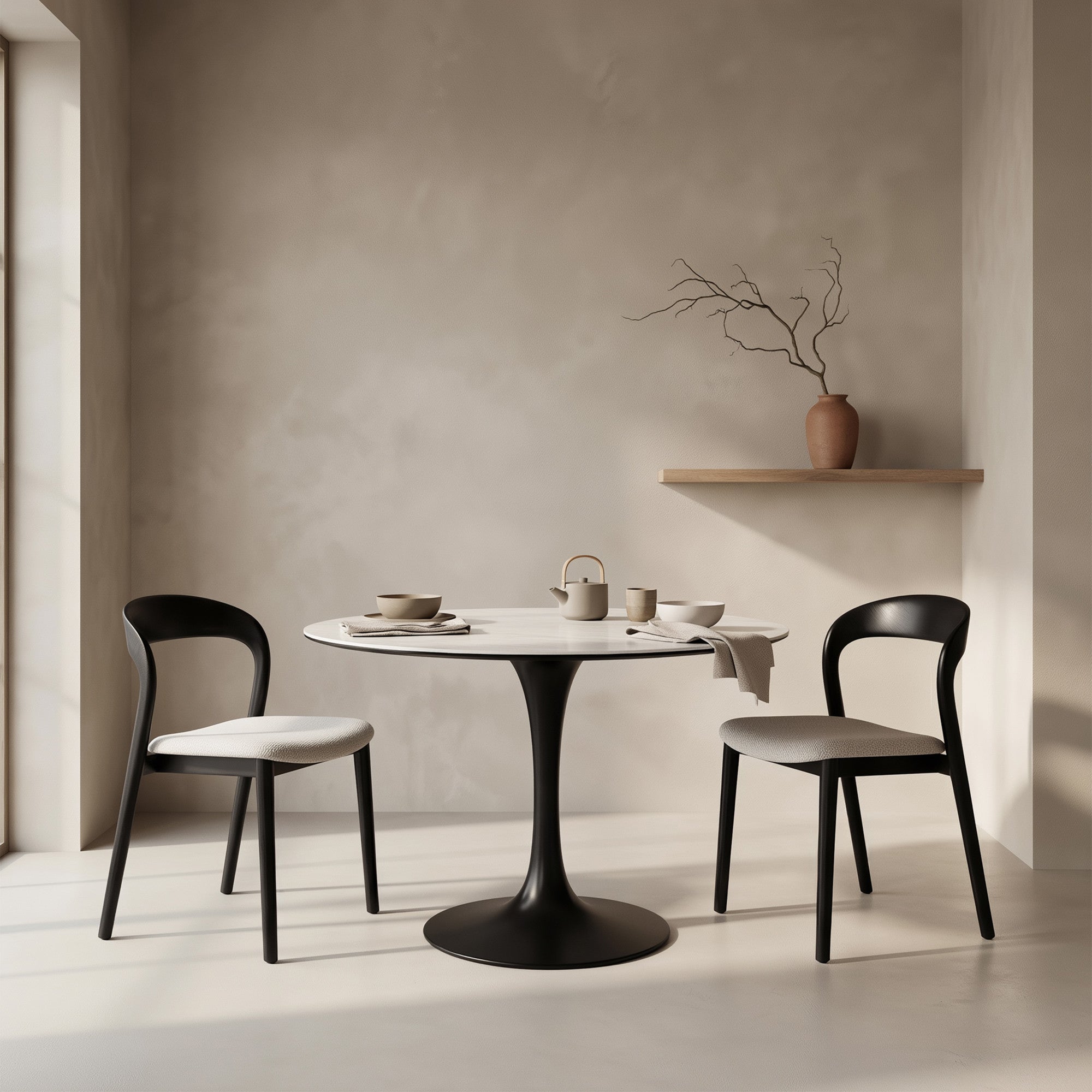 Pied central en métal noir de la table Tino