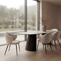 Table en céramique Tibet avec plateau effet marbre blanc