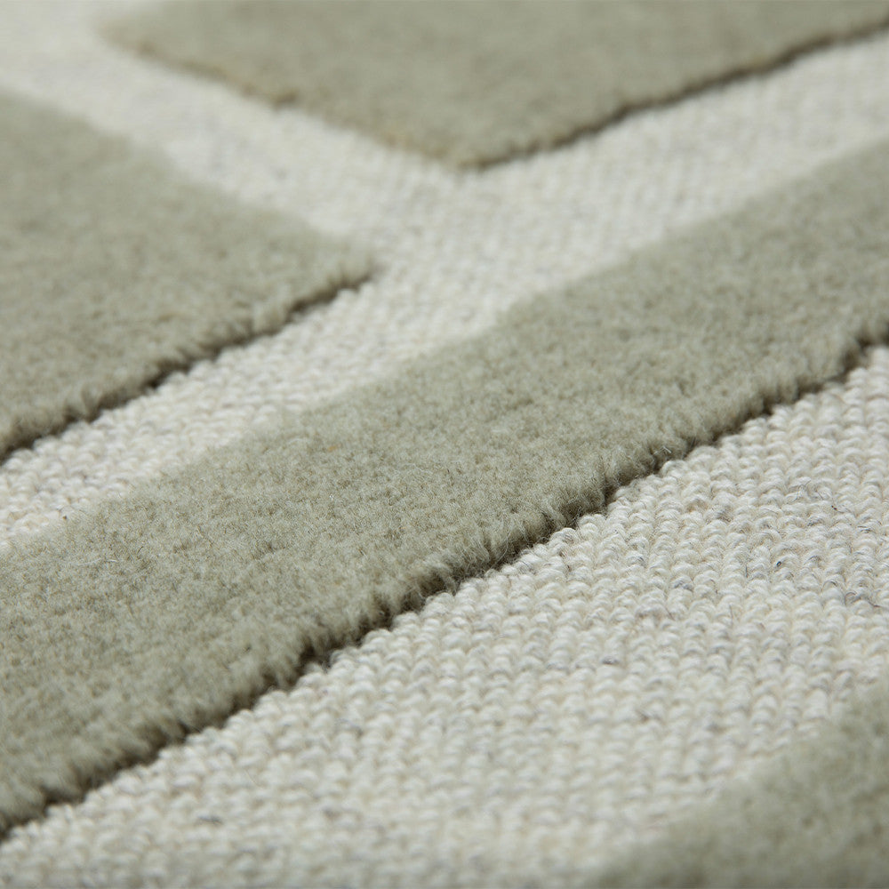 Tapis Varèse en laine, design géométrique et coloris sauge