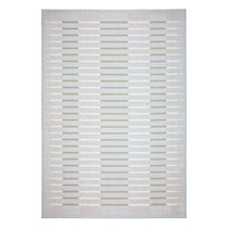 Tapis Stabio avec motif en lignes parallèles en sauge et blanc sur fond gris