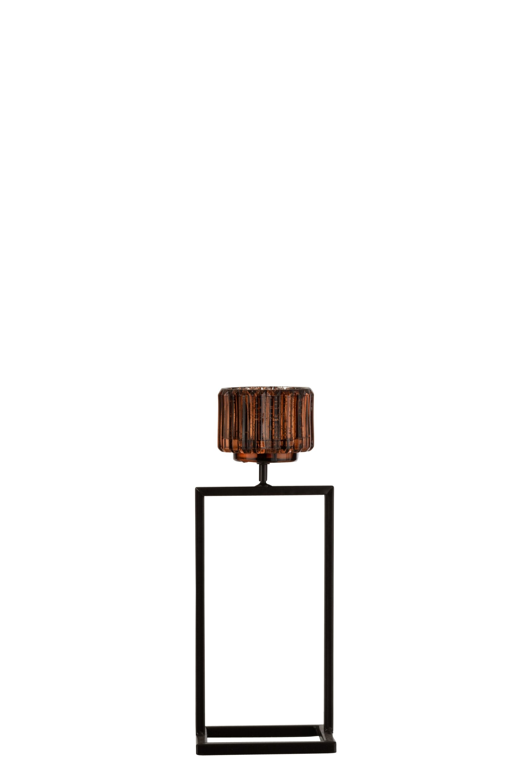 Photophore J-Line sur pied verre marron petit